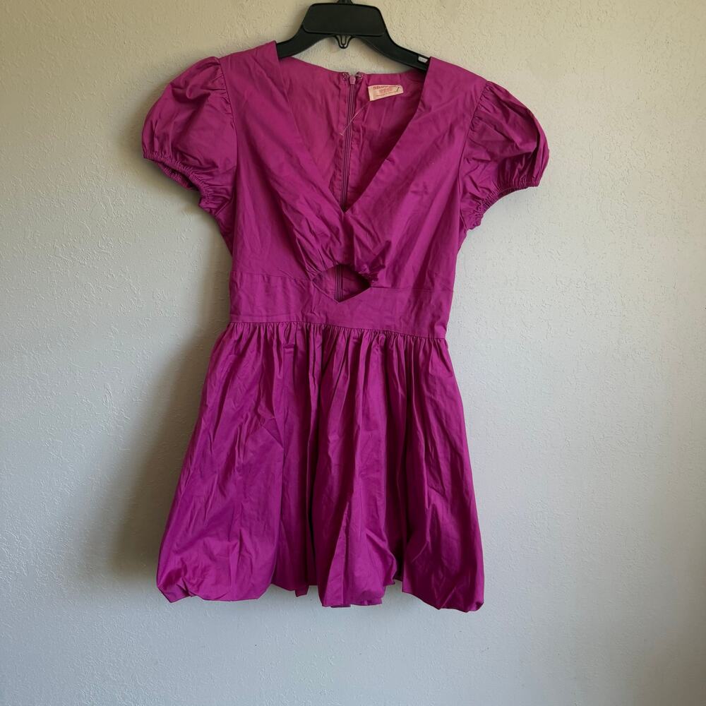 Showpo. Magneta Puff Sleeve Bubble Skirt Cut Out Mini Dress Womens 4 Coquette